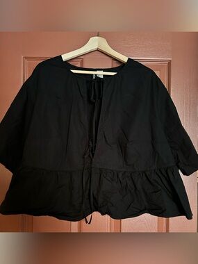 H&M | Black Peplum Tie-Front Women’s Top